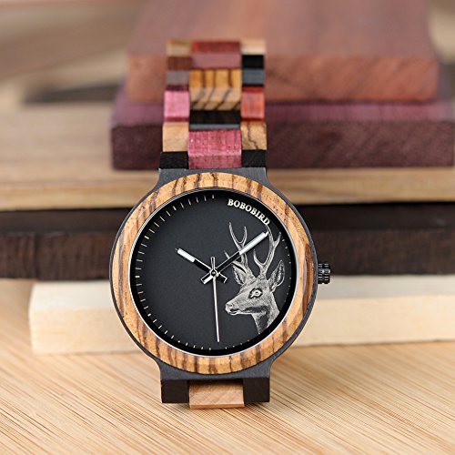 Bobo Bird Mens Colorful Wooden Watches Classic Leisure Quartz Wristwatches With Cute Deer Pattern Unique Couple Watches For Lovers… #TOP4