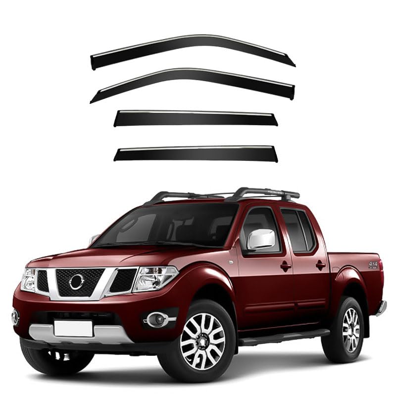 Deflectores de aire Nissan Frontier rompen el viento y frenan la lluvia con ventanas abiertas