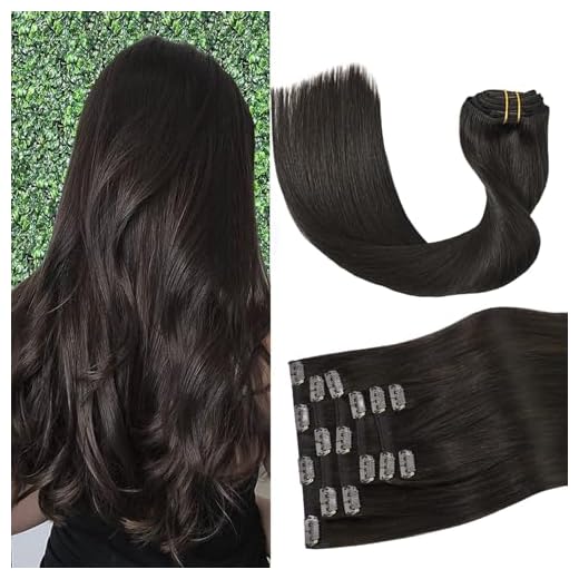 Clip in Hair Extensions 70G Dark Brown 100% Remy Human Hair Clip in Extensions Soft Silky Straight for Fashion Women 7pcs 16clips One Pack (18 Inch #2)