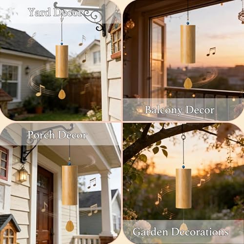 Velshirae Bamboo Wind Chimes Outdoor,Mini Deep Tone Bamboo Wind Chime, Japanese Minimalist Hanging Decor for Garden, Patio, Porch & Balcony, Relaxing Gift(D) by Velshirae - Used condition - Image 3
