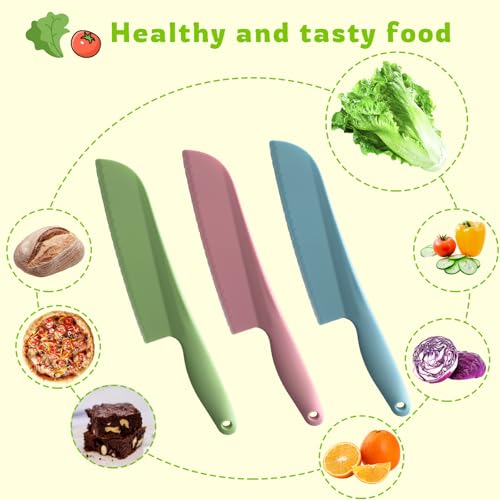 Image of Lettuce Knife to Prevent Browning, 11 inch Plastic Knife for Cutting Veggies, Fruits, Cakes, Brownies, Bread, Dishwasher Safe (2, Blue)