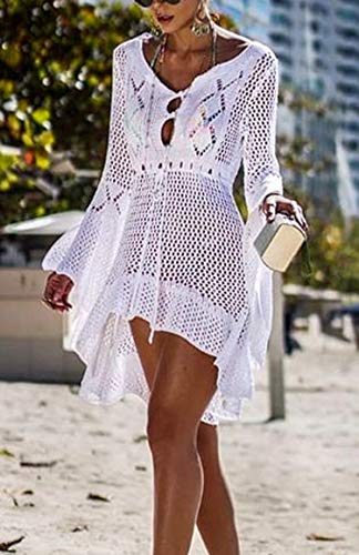 Wander Agio Beach Tops Sexy Floral Coverup Dresses Bikini Cover-ups Net Hollow Out3