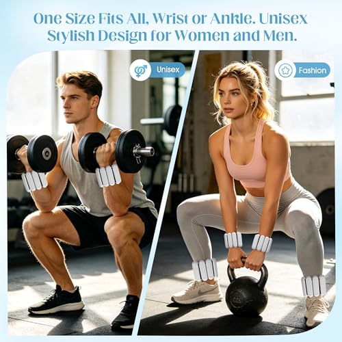 Image of Wrist Weights for Women & Men, 2lb Silicone Wrist Ankle Weights | Adjustable Arm & Leg Weights for Pilates, Yoga, Running,Walking and Strength Training