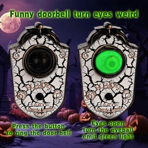 Campainha de globo ocular de Halloween - Campainha de olho de terror com luz assustadora, sons - Cam