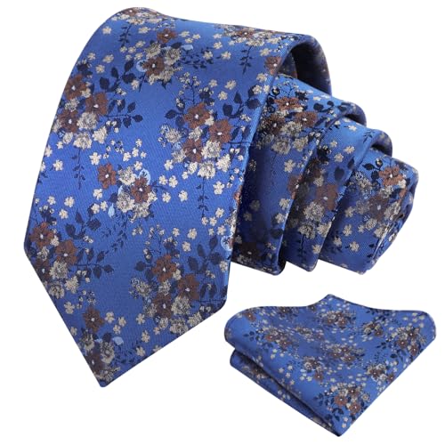 Image of Alizeal Mens 3.15inches Delicate Floral Tie with Small Flower Printed Handkerchief Set