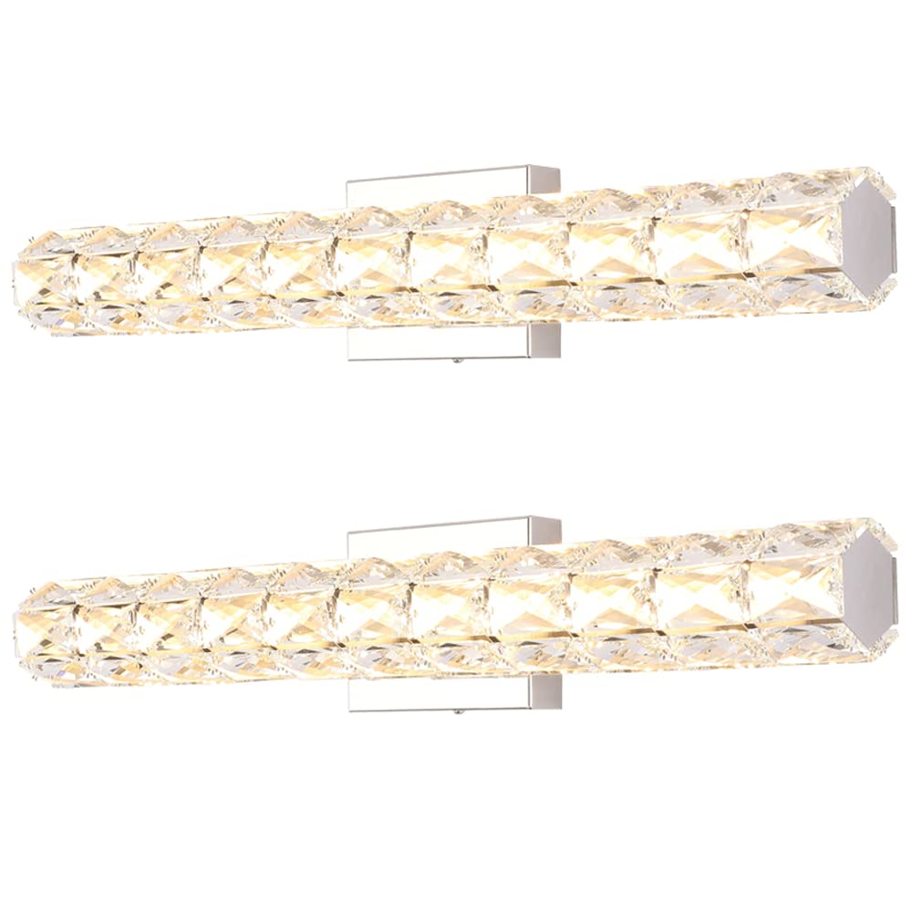 FYZDLAOR LED Crystal Wall Sconces Mirror Headlights 3000K Warm White 6000K Daylight White Wall Sconce Lighting for Stairway Bedroom Hallway Bathroom Hotel