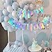 CC HOME Iridescent Party Supplies, Silver Happy Birthday Banner, Iridescent Silver Garland Decorations Set for Baby Shower,Birthday Party Decorations Supplies