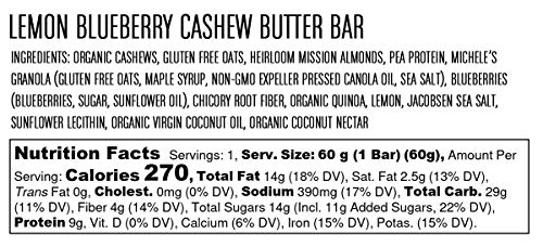 Big Spoon Roasters Lemon Blueberry Cashew Nut Butter Bar - Low Carb, High Protein Bars W/Pea Protein - Vegan Energy Bars W/Cashew & Almond Butter - Gluten-Free, Soy-Free, Lean Protein Bars - 12 Bars #TOP5