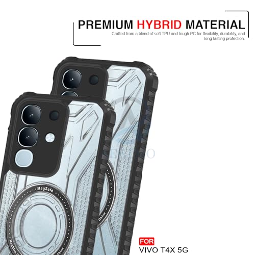 Image of AESTMO Hybrid Shockproof Back Cover Case for Vivo T4X 5G / Z10X 5G / Y31 Pro 5G Compatible with MagSafe | Hard Back Case Cover for (PC & TPU, Translucent Back, Black Sides)