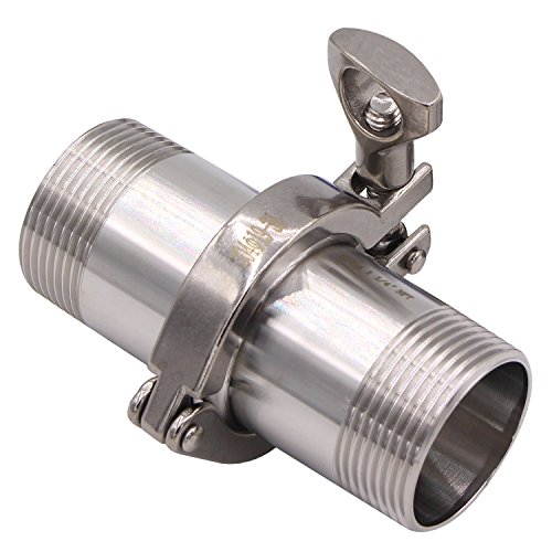 Image of DERNORD 2 Pcs Sanitary Male Threaded Ferrule Pipe Fittings + SUS304 Tri-clamp (Tri-clover Clamp) + FKM Gasket (Male Threaded Pipe Size:1-1 /4 Inch DN32)