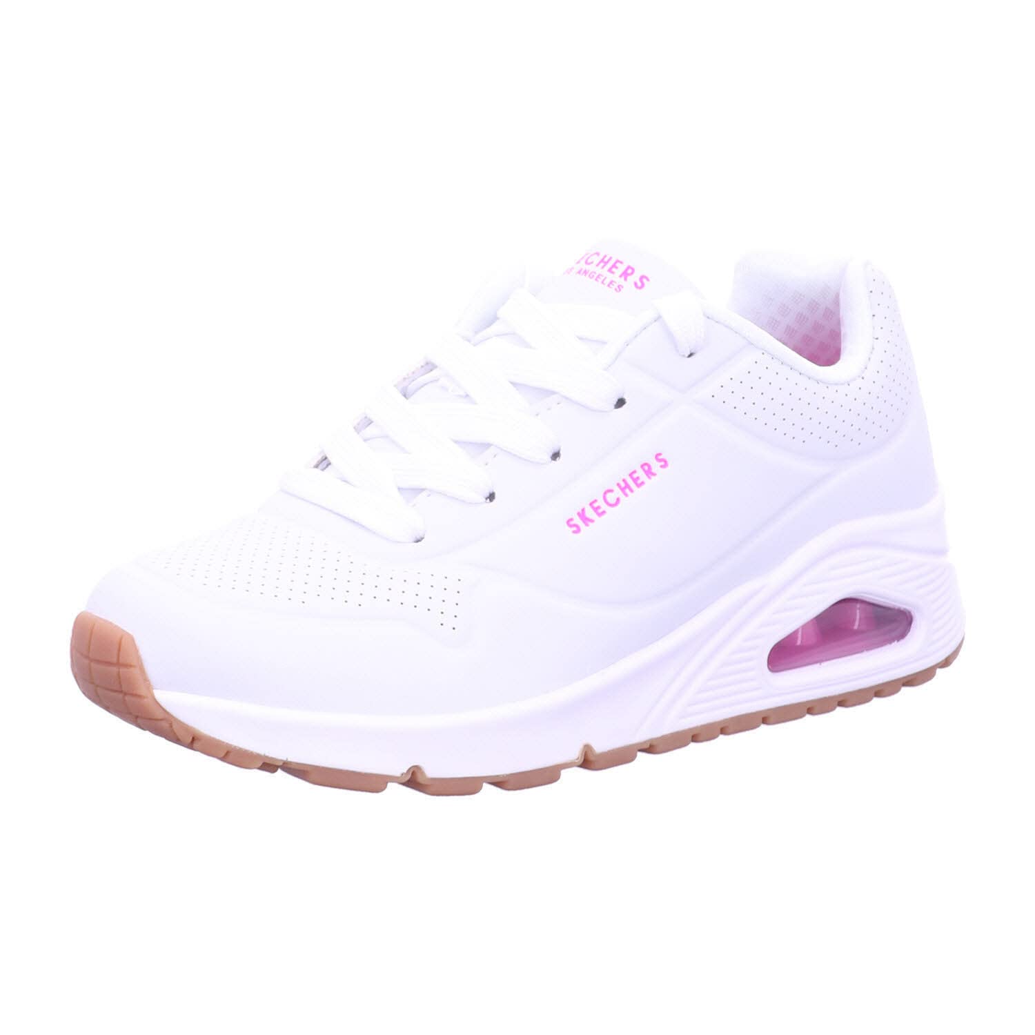 Skechers Uno - Stand On Air, Sneaker Bambine e ragazze, White Pu H Pink Trim, 28.5 EU