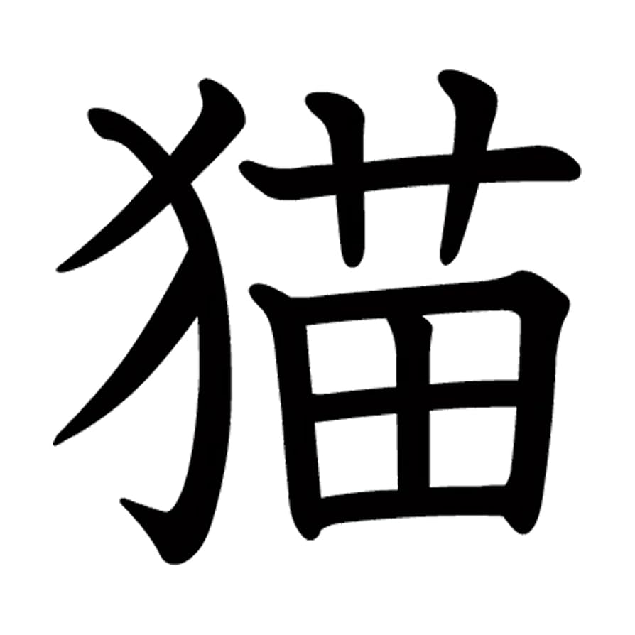 Amazon.co.jp: 一文字からの漢字 猫 Mサイズ5×5cm ステッカー