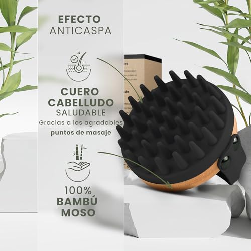 Miniatura 2 de Bambua Cepillo Masajeador Cuero Cabelludo Efecto Anticaspa - Masajeador Capilar Mientras Te Duchas - Masajeador De Cabeza Premium - Scalp Massager - Kit De Masaje Incl. E-Book Cabello Sano Negro