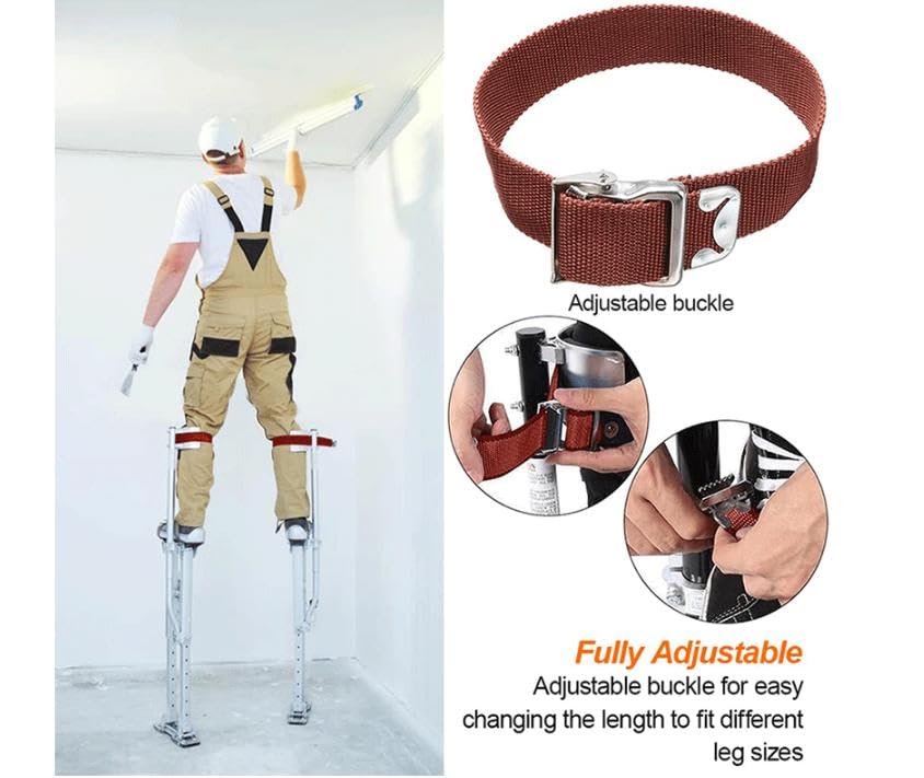 2Pack Drywall Stilt Replacement Parts, 2Pcs Replacement Straps + 2Pcs Comfort Stilt Pads Set, Nylon Adjustable Stilt Leg Straps Comfort Stilt Pads Protective Padded Leg Bands for Drywall
