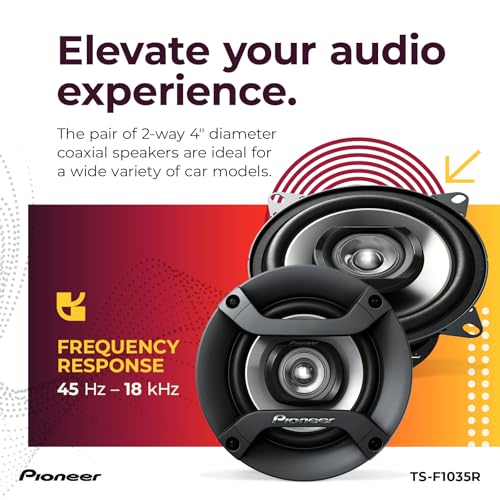 Image of Pioneer F-Series TS-F1035R 4 inch 2-Way Coaxial Car Speakers 150W Max