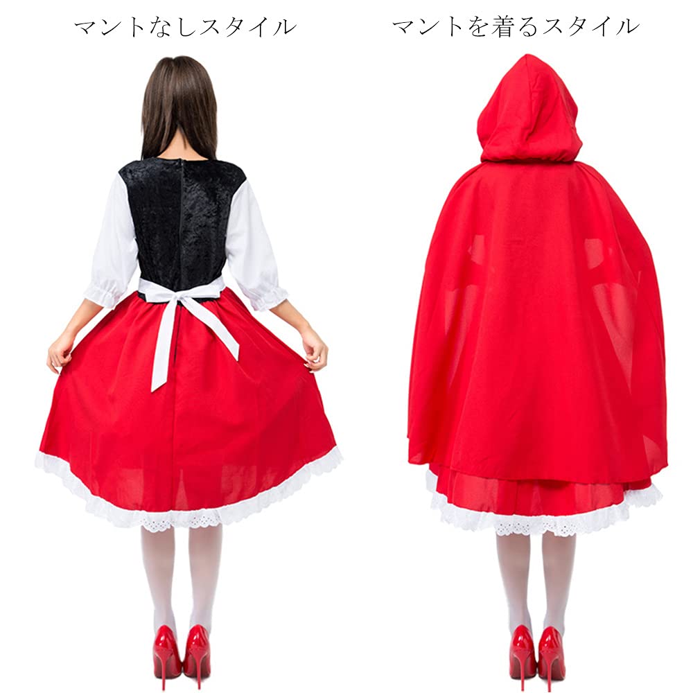 YUEEI 赤ずきん ハロウィン 仮装 メイド コスプレ レディース ワンピース マント 衣装 イベント パーティー フード付き ニーハイソ Amazon.co.jp: YUEEI 赤ずきん ハロウィン 仮装 メイド コスプレ