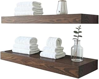 Rustic Floating Wall Shelves, Solid Wood, Made in The USA, Set of 2 Shel...