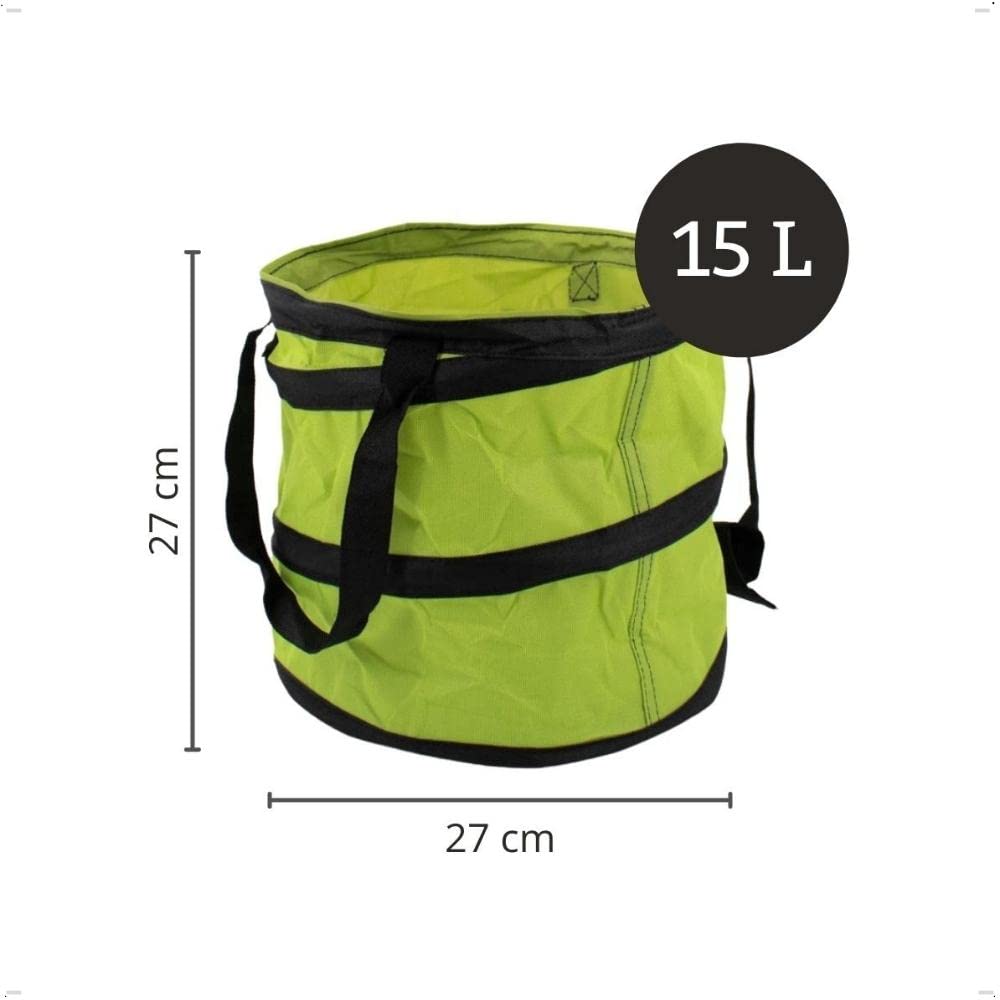Rekord Laubsack Set 2-teilig stabil Wasserabweisend (Grün) mit Pop Up Technik, Gartensack, Abfallsack, Gartenabfallsack, Gartentasche, Gartenmüllsack, Korb