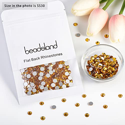 Image of Beadsland 576pcs Flat Back Crystal Rhinestones Round Gems for Nail Art and Craft Glue Fix, Topaz, SS30,6.3-6.5mm