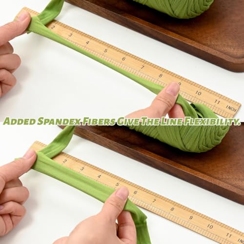 Image of 2 Pack Soft Tshirt Crochet Yarn, 800g /228yds High Elastic Hand Knitting Yarns, Thick T Shirt Yarn for Crocheting Bags, Baskets, Cushions, DIY Crafts(Avocado Green + Avocado Green)