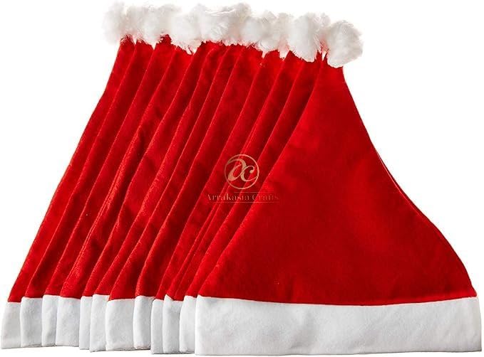 Arrakasta Crafts Premium santa claus cap for kids and adult | Plush Red White Comfortable Unisex christmas cap beanie hat for baby boy girl adult Xmas Party Decoration (3-4 Year) 3