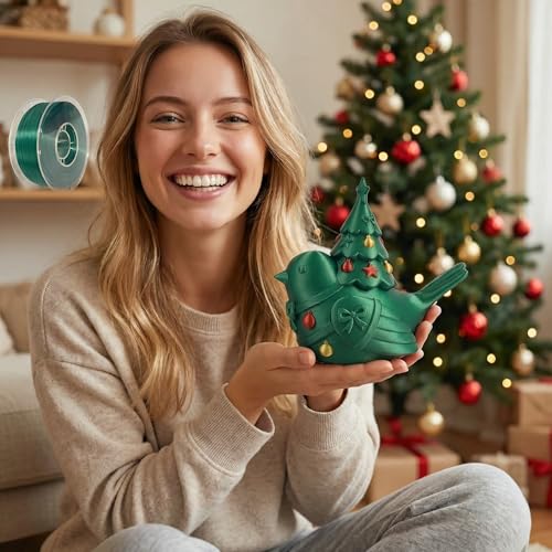 Image of PLA Filament 1.75mm Christmas Green 1KG, Clog-Free 3D Printer Filament Dimensional Accuracy + /- 0.02mm, 1kg Spool(2.2lbs) 3D Printing Filament Fits for Most FDM 3D Printers