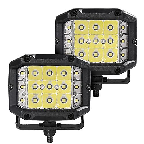 Go Rhino Xplor Lighting: Bright Series 4x3 Sideline LED Cube Spot Light Kit (Pair) | Surface Mount (Threaded Stud Mount) Aluminum, Black | 750300323SCS