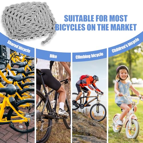 Fahrradkette 10-Gang, 1/2 x 11/128 Zoll, Silber, Spezieller Stahl, fahrradkette 10 fach, für Rennrad, Sportbike, Mountainbike, langlebige Bicycle Chain, kompatibel mit verschiedenen Fahrradtypen