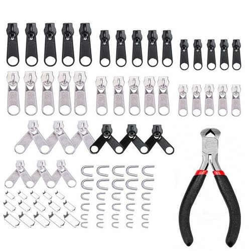 JZK 85PCS 3 Sizes 3 5 8, Zip Repair Kit, Zipper Slider Replacement Accessories