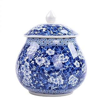 wongwongcat Storage Jars 900ml, Ancient Chinese Blue and White Porcelain Ceramic Storage Box, with Sealed Lids, Home Kitchen Dining Decoration (Blue and white)