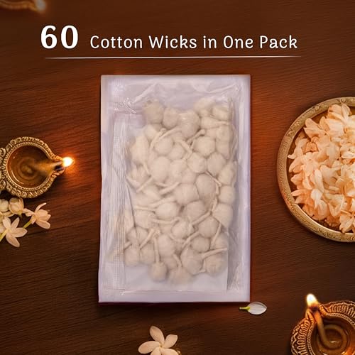 Image of Cycle Pure Om Shanthi Cotton Wicks Mogra Watt Round | 60N | Round Cotton Wicks for Diya and Daily Puja