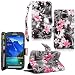 Galaxy S6 Active Case - Cellularvilla Pu Leather Wallet Flip Open Pocket ID Card Holder Slots Case Pouch Cover Fold Stand with Wrist Strap for Samsung Galaxy S6 Active SM-G890 (Black+Pink_Flower)