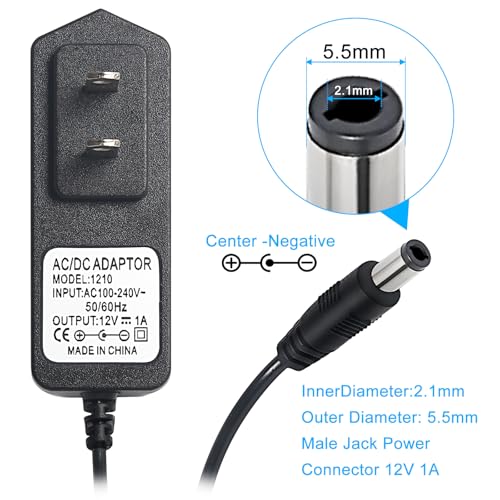 Image of DMX Controller 12V DC Power Adapter, 12V Guitar Pedal Power Supply, 12 Volt 1000mA Charger Cord for Piano Keyboard, Guitar Effects Pedals Adapter Center Negative