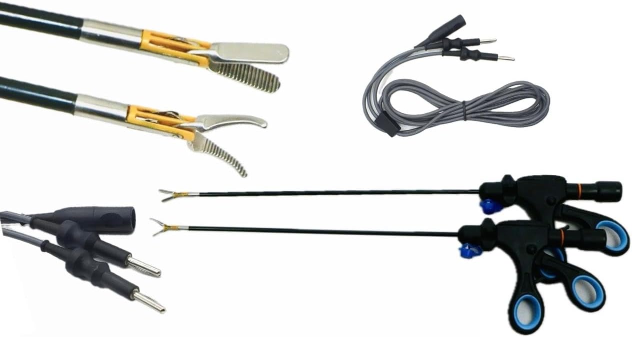 ADDLER LAPAROSCOPIC BIPOLAR MARYLAND AND RUBY DISSECTOR FORCEPS 5MMX330MM WITH BIPOLAR CABLE REUSABLE. SET OF 3PCS.