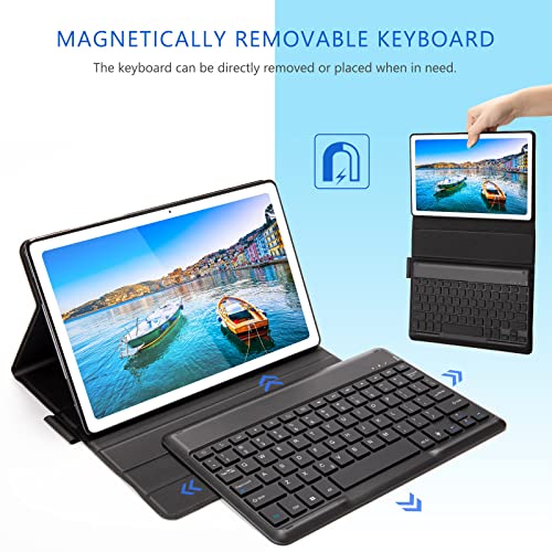Backlit Keyboard Case For Samsung Galaxy Tab A7 10.4 Inch T505 / T500 / T507, Protective Cover With Bluetooth Removable Qwerty Illuminated Keyboard, 7 Color Backlight, Black #TOP3