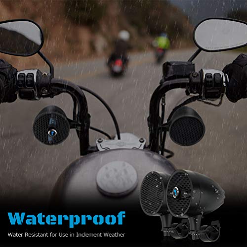 LEXIN LX-S3 New Metal Motorcycle Bluetooth Speaker with FM Radio, Motorcycle Audio Systems with USB Port for Charging, Fit 0.87 to 1.25 inch Handlebar for Harley-Davidson Yamaha Indian Scout, Black