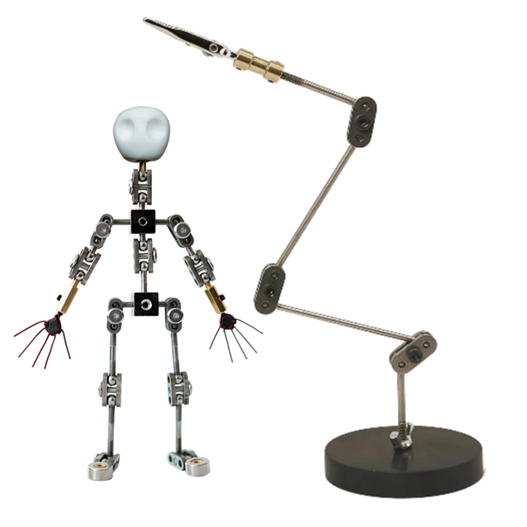 20cm,Metalowa figurka lalki z rękami i czaszką 12-20 cm, zestaw do animacji poklatkowej DIY, dla projektowania postaci animacyjnych, twórców modeliny i kreatywnej zabawy