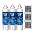 Waterdrop Plus ADQ73613401 NSF 401&53&42 Certified Refrigerator Water Filter and Air Filter, Reduce Lead&PFAS Replacement for LG® LT800P®, ADQ73613402, Kenmore 9490, LT120F®, 3 Combo, Package May Vary