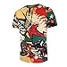 YANFANG Blusa De Manga Corta Estampada AlgodóN Y Lino Informal Ajustada Verano para Hombre,Hombre Camisa Top Holgada Color Liso Camiseta BáSica Moda Diario Viaje Vacaciones Fiesta,3-Multicolor,M