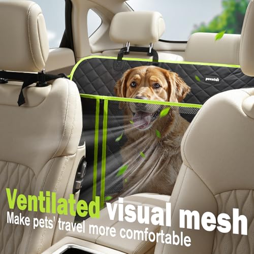 Miniatura 8 de Pecute Funda Coche Perro Con Fondo Duro, Protector Coche Perro Para Asiento Trasero,2025 Alas Laterales Desmontables Para Proteger Las Puertas,Impermeable Antirayaduras, Textura Sofá,Hasta 150 Kg