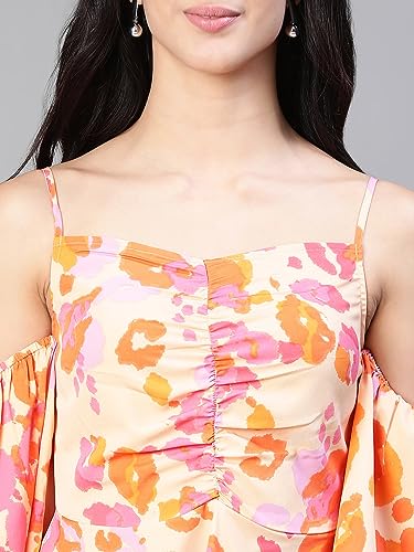 Image of oxolloxo Women Floral Print Cold Shoulder Strap Top