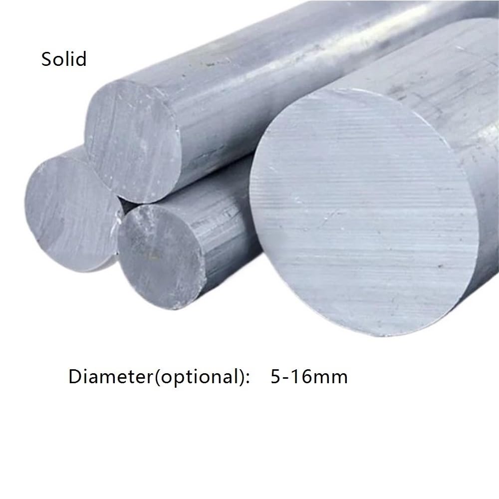 Pręt okrągły ze stopu aluminium przewodzący ciepło - średnica od 5 mm do 16 mm, 2 szt. Prętów z litego rdzenia do majsterkowania, długość 500 mm(6x500mm)