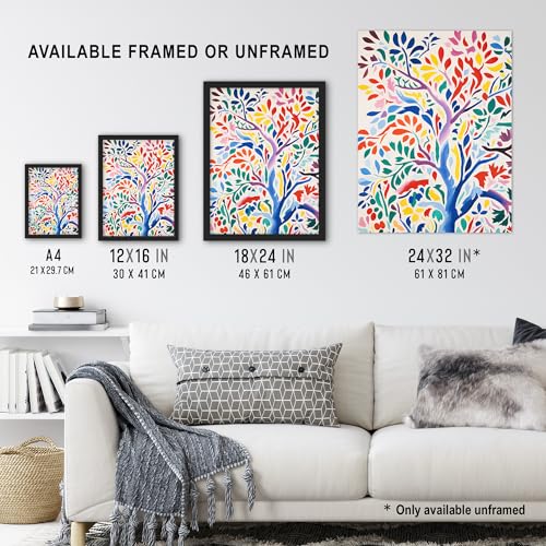 Artery8 Henri Matisse Style Tree Multi Coloured Forest Nature Extra Large XL Wall Art Poster Print, Unframed 24X32", 81L x 61W cm - Image 3