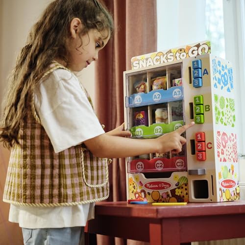 Miniatura 2 de MELISSA & DOUG - Máquina Expendedora de Madera con 16 Piezas: Comida de Juguete, Monedas y Tarjeta - 6073586 - Juguetes Niños 3 años + - Regalo Niño 3 años + - Montessori