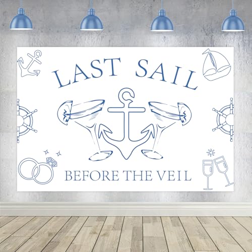 Jollyboom Last Sail Before The Veil Bachelorette Party Decorations Last Sail Before The Veil Backdrop Banner Nautical Bachelorette Bridal Shower Engagement Party Supplies Photo Background