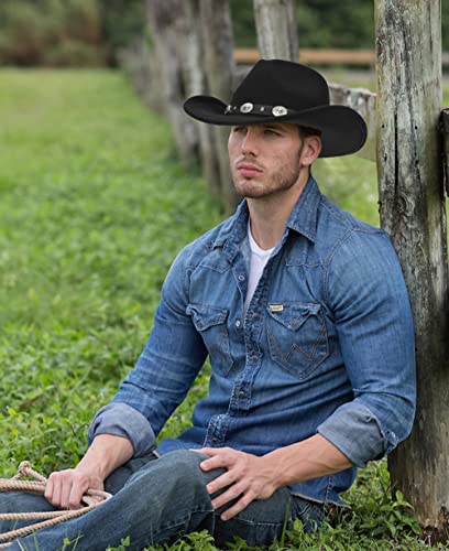 Image of Women-Classic-Western-Cowboy-Shapeable-Hat - Men-Roll-Up-Wide-Brim-Felt-Fedora-Hats-Cowgirl-Hat with Belt Buckle(M-L)