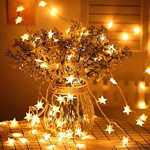 String Lights, 5M 40 LED Star Light Garden Outdoor Lights Battery Operated Lights, 2 Modes Fairy Lighting, Decoration for Indoor/Outdoor, Party, Festivals (Warm White)