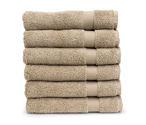 TowelSelections Pearl Collection Luxury Soft Towels â€“ 100% Turkish Cotton, Made in Turkey, Desert Sand, 6 Hand Towels