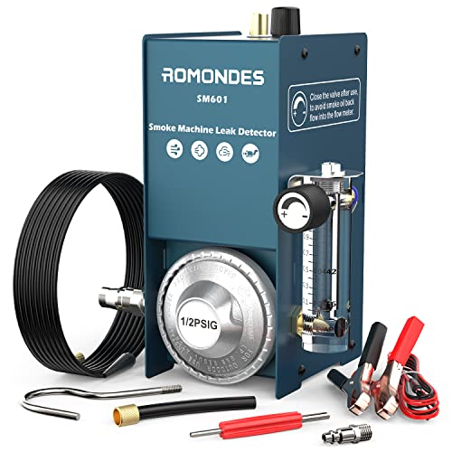 Romondes SM601 EVAP Smoke Machine Automotive Leak Detector, Vacuum Leak Tester, Diagnostic Fuel Pipe Leak Tester with Flow Meter for All Cars, Motorcycles, Snowmobiles, ATV, Light Trucks, Boats