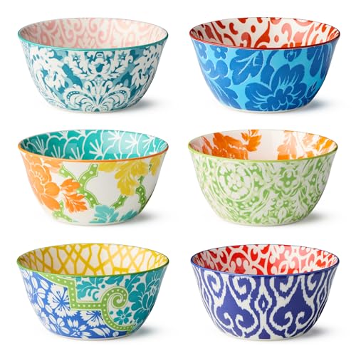 Pavillion Porcelain ALL PURPOSE BOWLS SET of 6, 6.25-inch vibrant